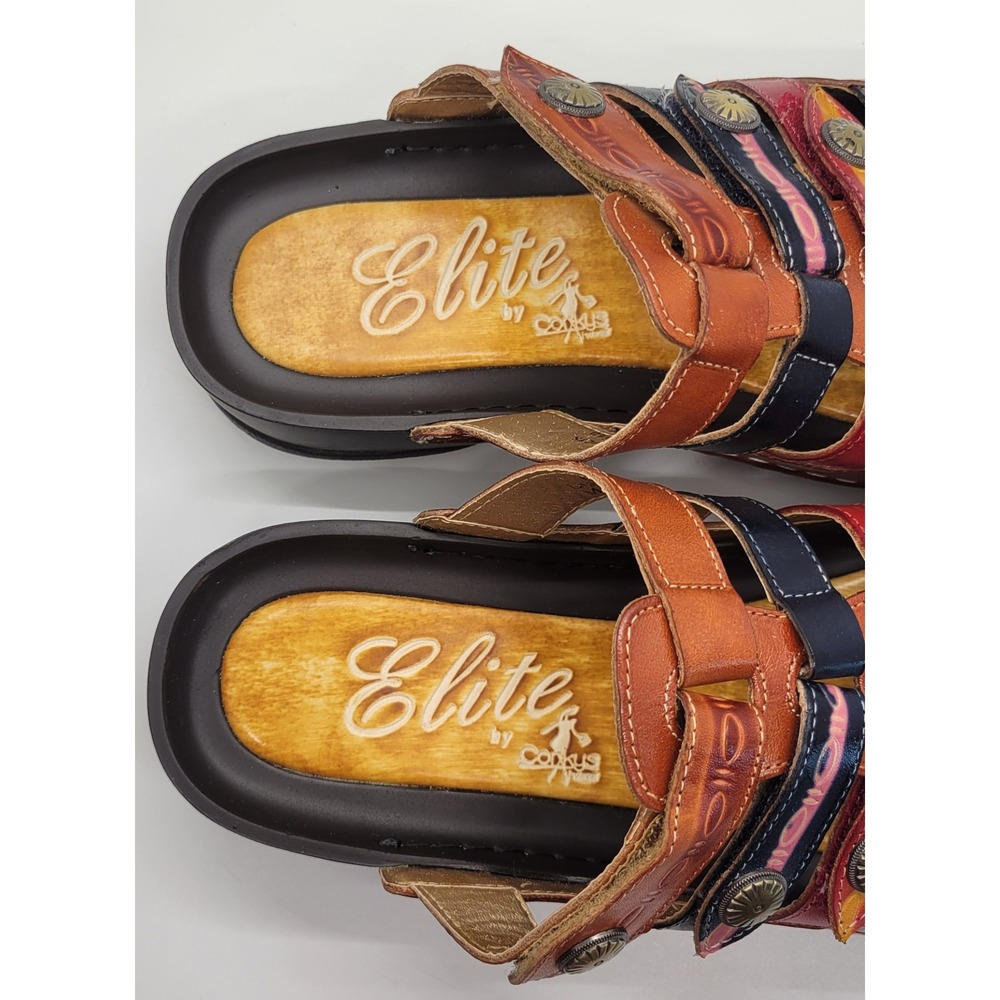 Elite by Corkys Heidi Leather Clog Sandal Women 7 Boho Comfy Vibrant Multicolor - Picture 15 of 16